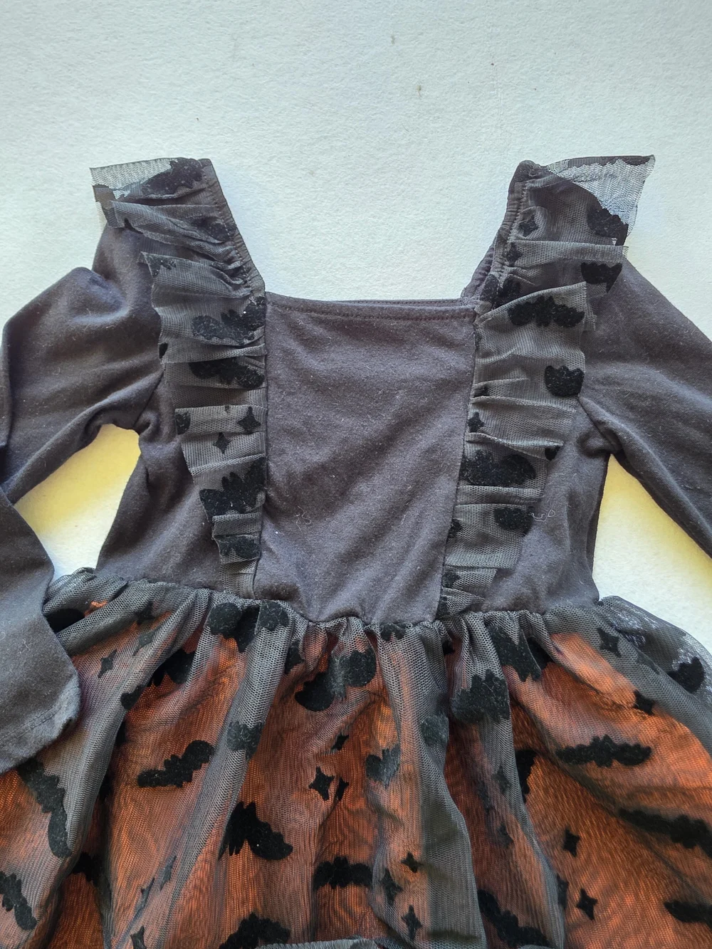 Spooky Season Cat & Jack Black and Orange Halloween Bat-Print Tulle Party Dress
